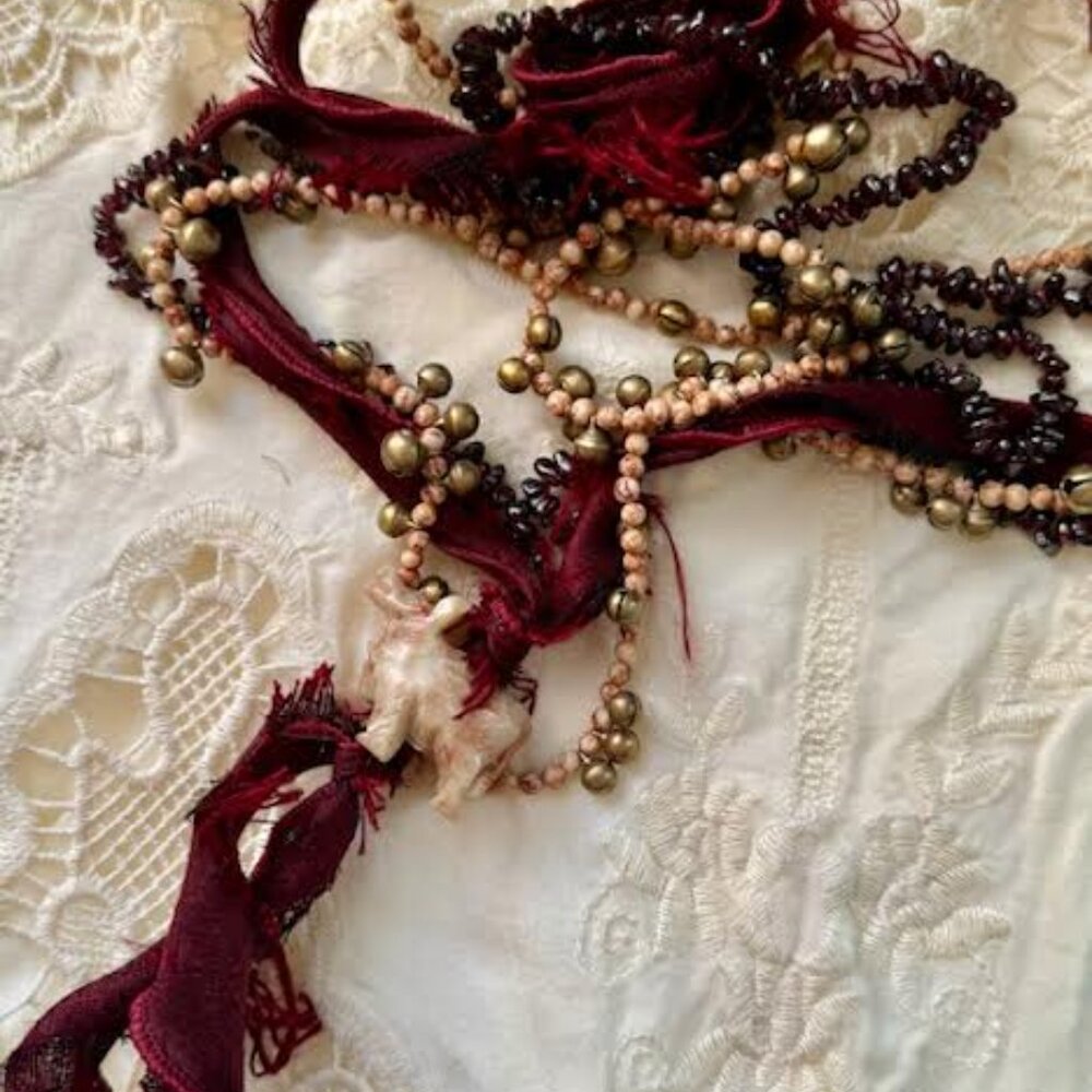 Bohemian Garnet & Jasper Long Layered Necklace 3 in One